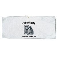 I Do Not Think Therefore I Do Not Am Raccoon Philosopher Large Microfiber Waffle Golf Towel