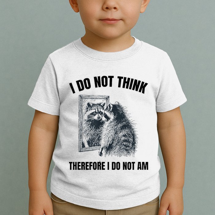 I Do Not Think Therefore I Do Not Am Raccoon Philosopher Toddler T-Shirt