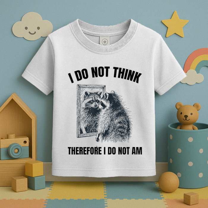 I Do Not Think Therefore I Do Not Am Raccoon Philosopher Toddler T-Shirt
