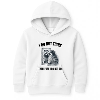 I Do Not Think Therefore I Do Not Am Raccoon Philosopher Kids Hoodie