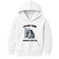 I Do Not Think Therefore I Do Not Am Raccoon Philosopher Kids Hoodie