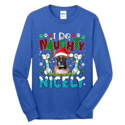 I Do Naughty Nicely Xmas Santa French Bulldog Costume Owner Gift Tall Long Sleeve T-Shirt