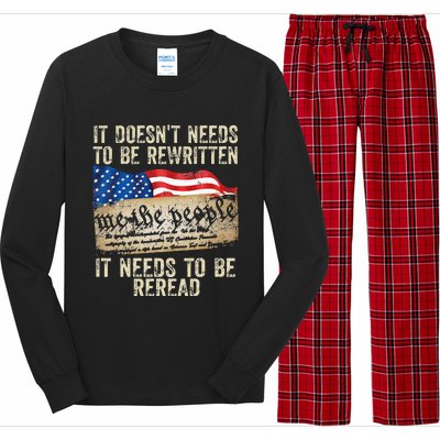 It Doesnt Need To Be Rewritten Constitution Flag Usa Long Sleeve Pajama Set