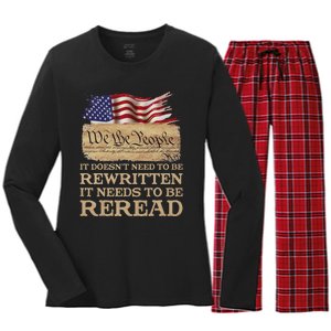 It DoesnT Need To Be Rewritten It Needs To Be Reread Women's Long Sleeve Flannel Pajama Set 