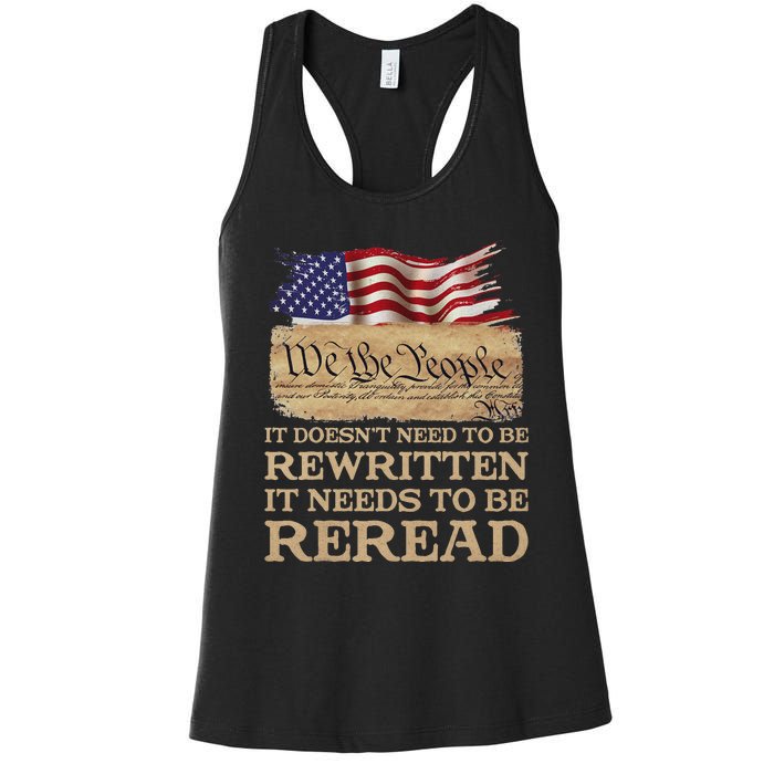 It DoesnT Need To Be Rewritten It Needs To Be Reread Women's Racerback Tank