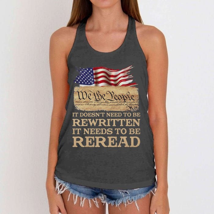 It DoesnT Need To Be Rewritten It Needs To Be Reread Women's Knotted Racerback Tank