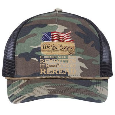 It DoesnT Need To Be Rewritten It Needs To Be Reread Retro Rope Trucker Hat Cap