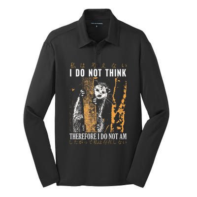 I Do Not Think Therefore I Do Not Am Japanese Possum Silk Touch Performance Long Sleeve Polo