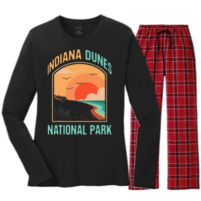 Indiana Dunes National Park Us Gift Women's Long Sleeve Flannel Pajama Set 