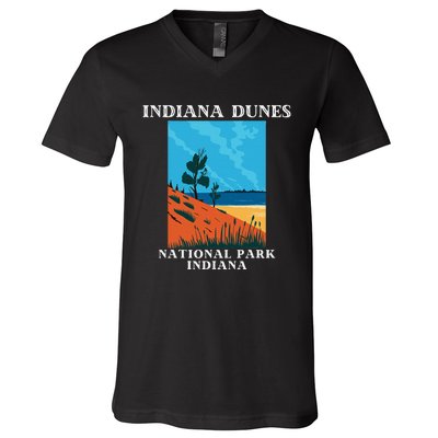 Indiana Dunes National Park Indiana Lake Michigan V-Neck T-Shirt