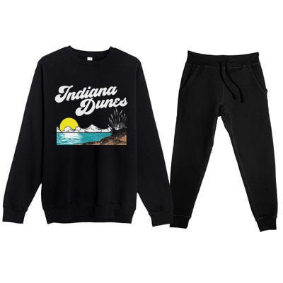 Indiana Dunes National Park Retro Vintage 80S Premium Crewneck Sweatsuit Set