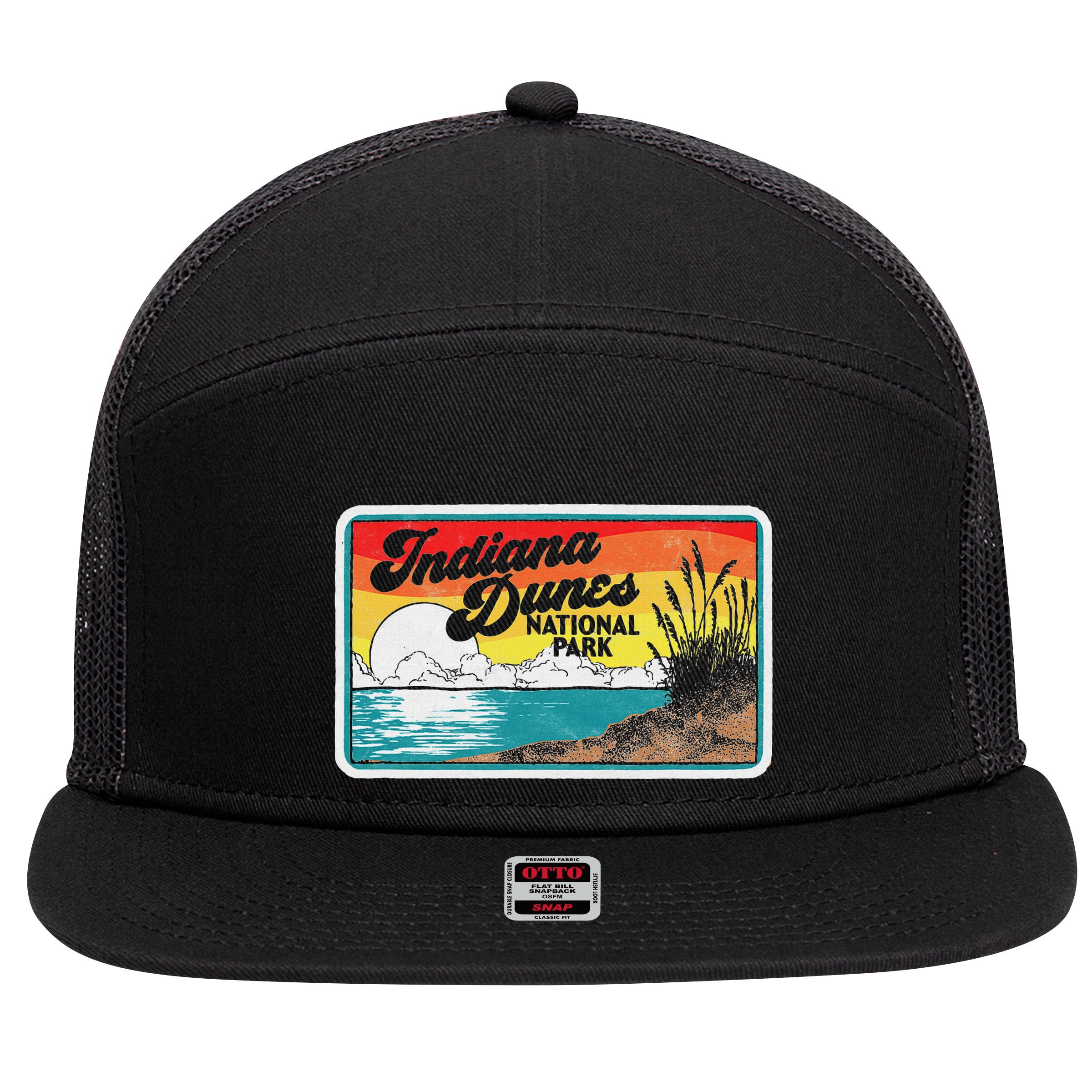 Indiana Dunes National Park Retro Vintage 80S Graphic 7 Panel Mesh Trucker Snapback Hat