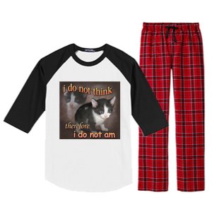 I Do Not Think Therefore I Do Not Am Cat Meme Raglan Sleeve Pajama Set