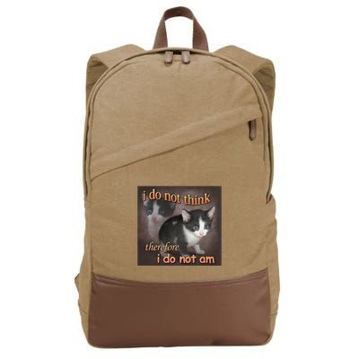 I Do Not Think Therefore I Do Not Am Cat Meme Cotton Canvas Backpack
