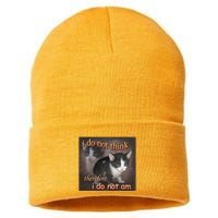 I Do Not Think Therefore I Do Not Am Cat Meme Sustainable Knit Beanie