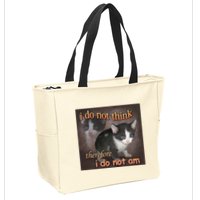 I Do Not Think Therefore I Do Not Am Cat Meme Zip Tote Bag