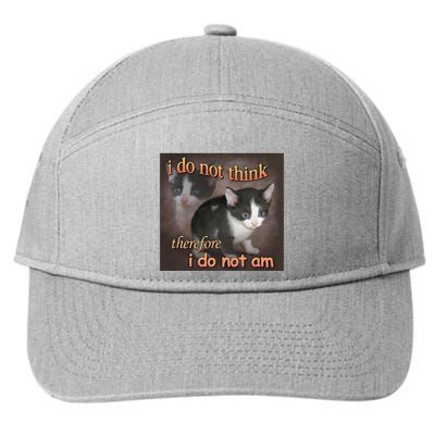 I Do Not Think Therefore I Do Not Am Cat Meme 7-Panel Snapback Hat