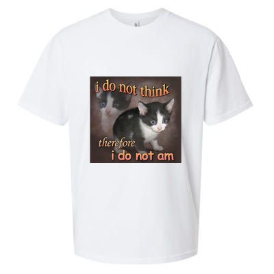 I Do Not Think Therefore I Do Not Am Cat Meme Sueded Cloud Jersey T-Shirt