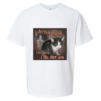 I Do Not Think Therefore I Do Not Am Cat Meme Sueded Cloud Jersey T-Shirt