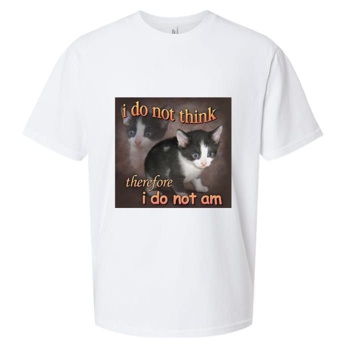 I Do Not Think Therefore I Do Not Am Cat Meme Sueded Cloud Jersey T-Shirt