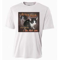 I Do Not Think Therefore I Do Not Am Cat Meme Cooling Performance Crew T-Shirt