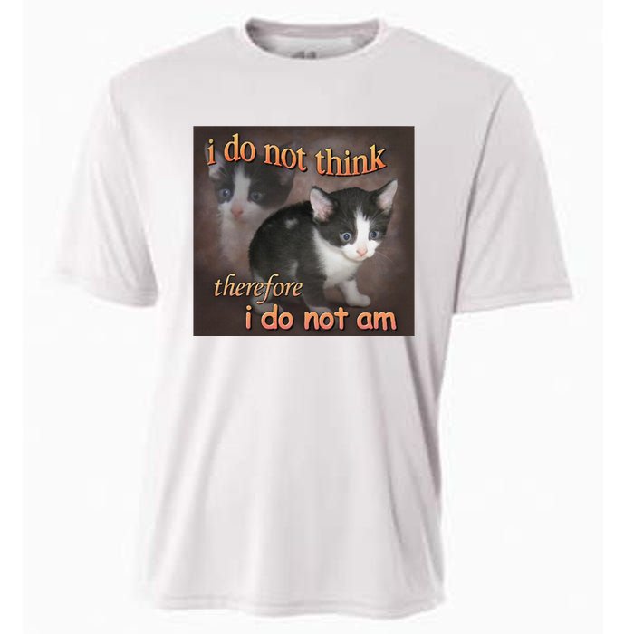 I Do Not Think Therefore I Do Not Am Cat Meme Cooling Performance Crew T-Shirt