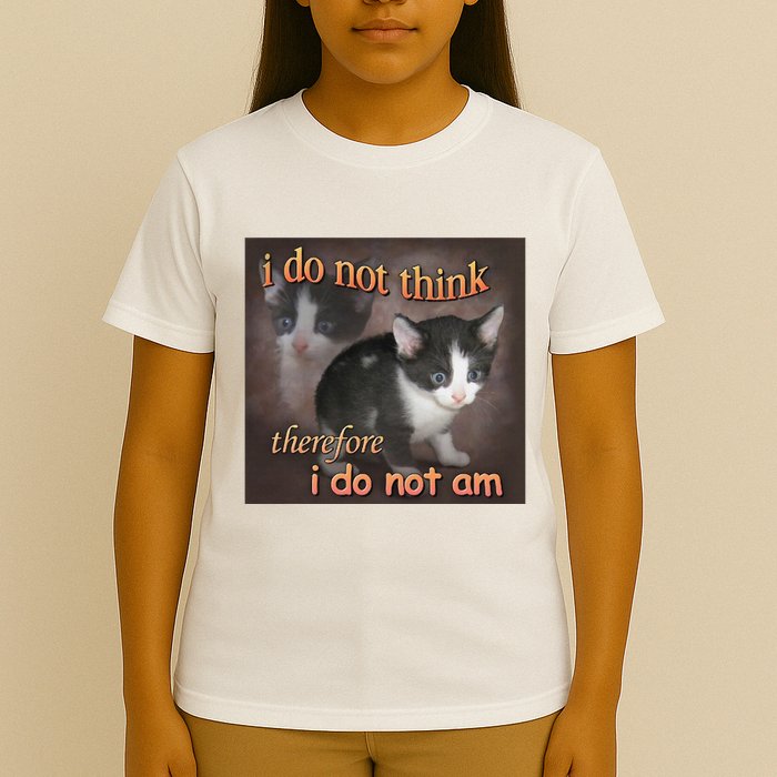 I Do Not Think Therefore I Do Not Am Cat Meme T-Shirt