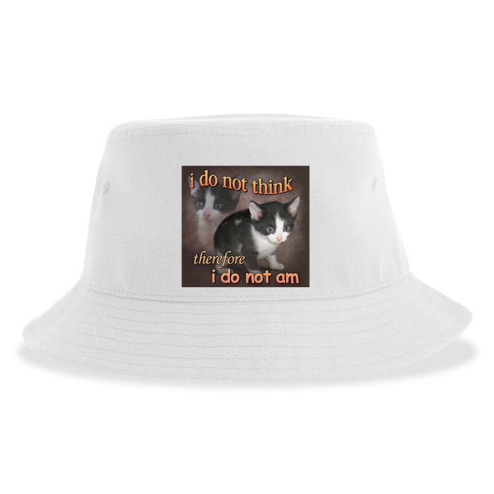 I Do Not Think Therefore I Do Not Am Cat Meme Sustainable Bucket Hat