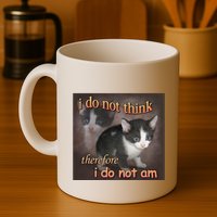 I Do Not Think Therefore I Do Not Am Cat Meme Mug