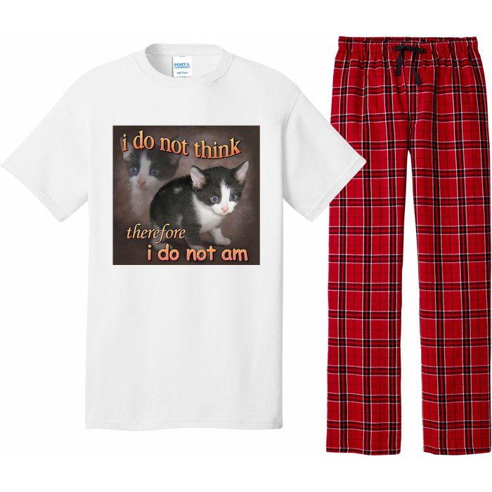 I Do Not Think Therefore I Do Not Am Cat Meme Pajama Set