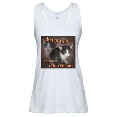 I Do Not Think Therefore I Do Not Am Cat Meme Ladies Essential Flowy Tank