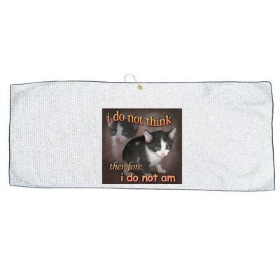 I Do Not Think Therefore I Do Not Am Cat Meme Large Microfiber Waffle Golf Towel