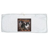 I Do Not Think Therefore I Do Not Am Cat Meme Large Microfiber Waffle Golf Towel