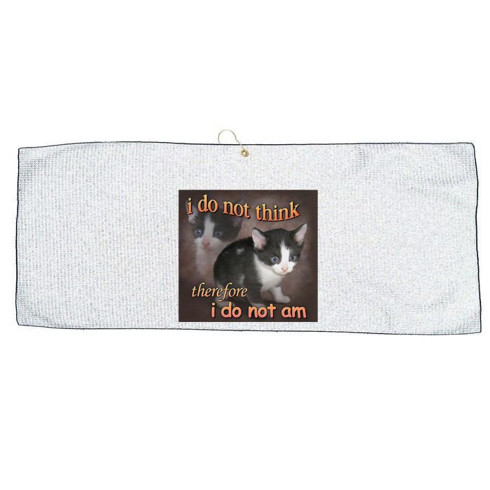 I Do Not Think Therefore I Do Not Am Cat Meme Large Microfiber Waffle Golf Towel