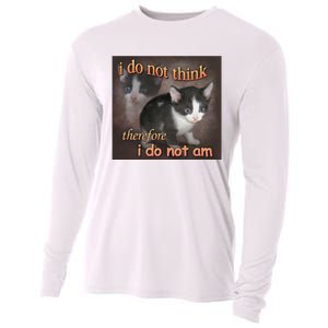 I Do Not Think Therefore I Do Not Am Cat Meme Cooling Performance Long Sleeve Crew