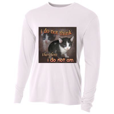 I Do Not Think Therefore I Do Not Am Cat Meme Cooling Performance Long Sleeve Crew
