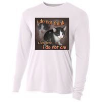 I Do Not Think Therefore I Do Not Am Cat Meme Cooling Performance Long Sleeve Crew