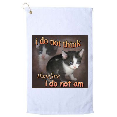 I Do Not Think Therefore I Do Not Am Cat Meme Golf Towel