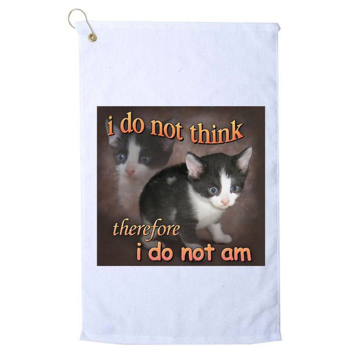 I Do Not Think Therefore I Do Not Am Cat Meme Golf Towel