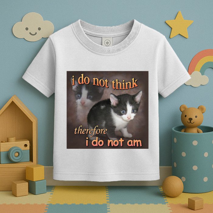 I Do Not Think Therefore I Do Not Am Cat Meme Toddler T-Shirt