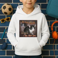 I Do Not Think Therefore I Do Not Am Cat Meme Kids Hoodie