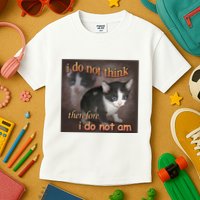 I Do Not Think Therefore I Do Not Am Cat Meme Kids T-Shirt