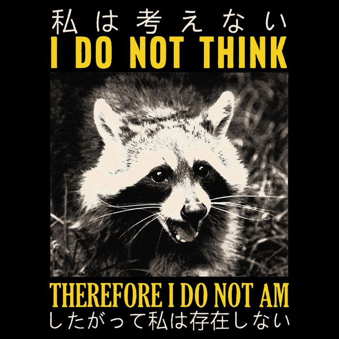 I Do Not Think Therefore I Do Not Am Japanese Raccoon Drawstring Bag