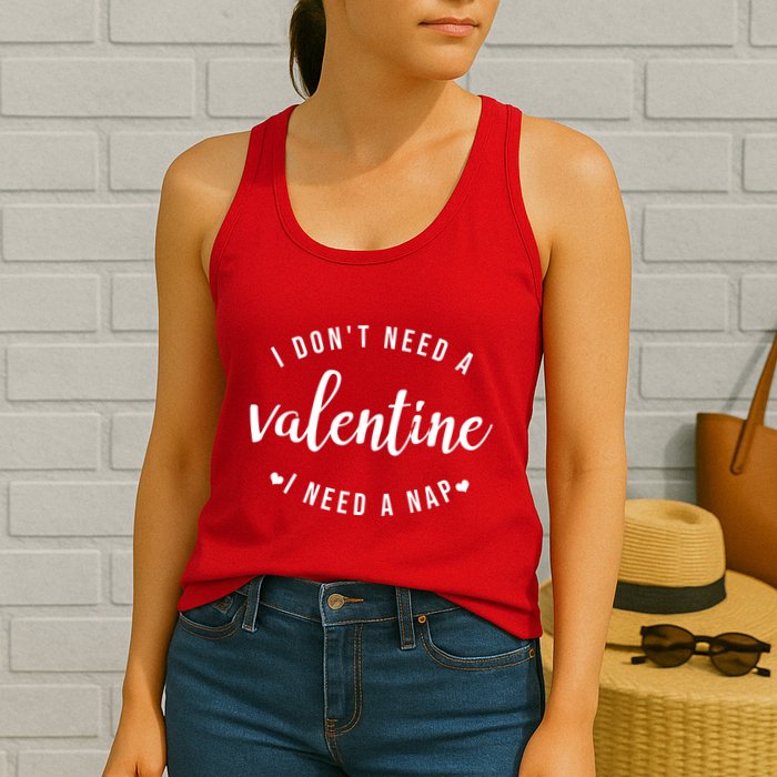 I DonT Need A Valentine I Need A Nap Funny Valentines Day Womens Tank Top