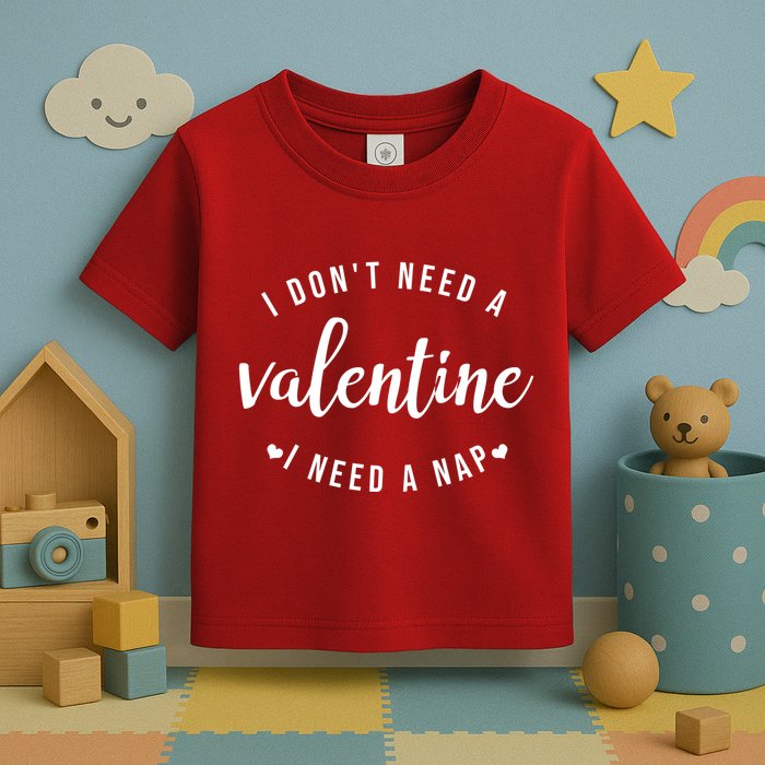 I DonT Need A Valentine I Need A Nap Funny Valentines Day Toddler T-Shirt