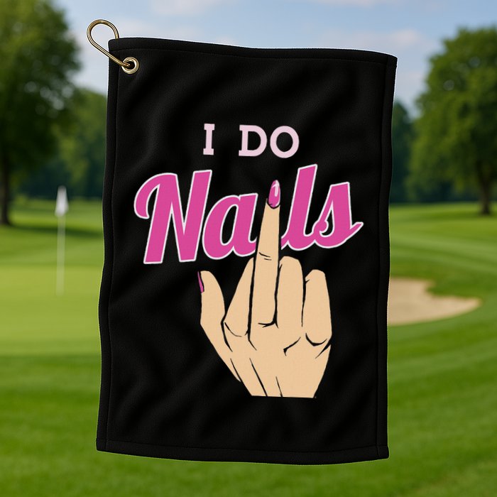 I Do Nails Funny Middlefinger Naildesign Gift Idea Golf Towel