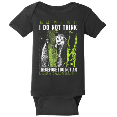 I Do Not Think Therefore I Do Not Am Possum Japanese Baby Bodysuit