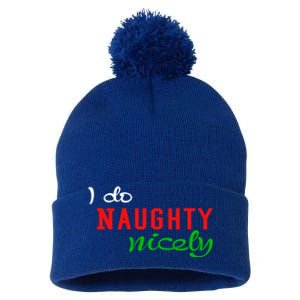 I Do Naughty Nicely Xmas Design Gift Pom Pom 12in Knit Beanie