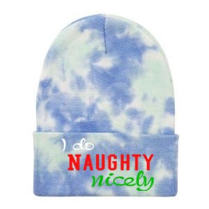 I Do Naughty Nicely Xmas Design Gift Tie Dye 12in Knit Beanie