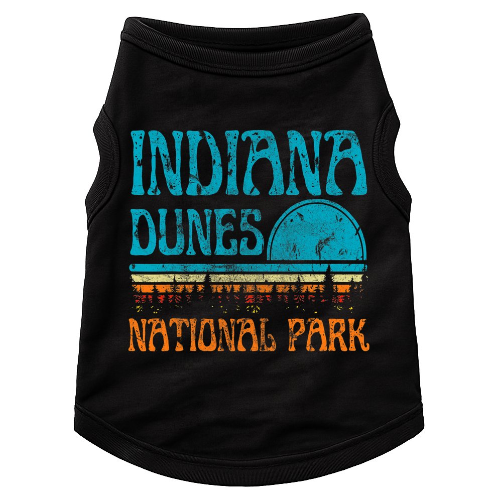 Indiana Dunes National Park Lake Michigan Retro Sunset Doggie Tank